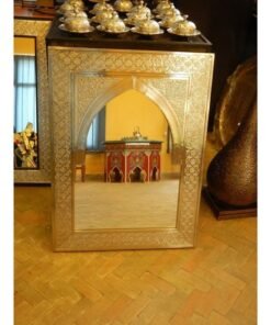 Beautiful Handmade Moroccan Mirror, Wood and Brass