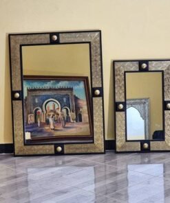 Designer Mirror, Moroccan Style, Made form Wood and Brass,