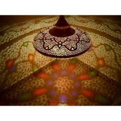 Brass and glass Moroccan Chandelier, Ceiling lamp, Night lamp, Boho Lighting for art lovers