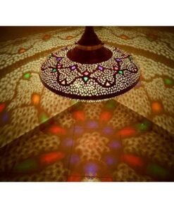 Brass and glass Moroccan Chandelier, Ceiling lamp, Night lamp, Boho Lighting for art lovers